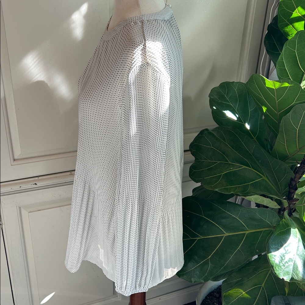 Adrianna Papell Georgette Pleated Polka Dot Blouse - Picture 4 of 11